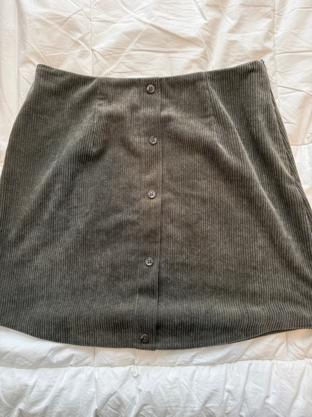 Ribbed Mini Skirt in Olive Green